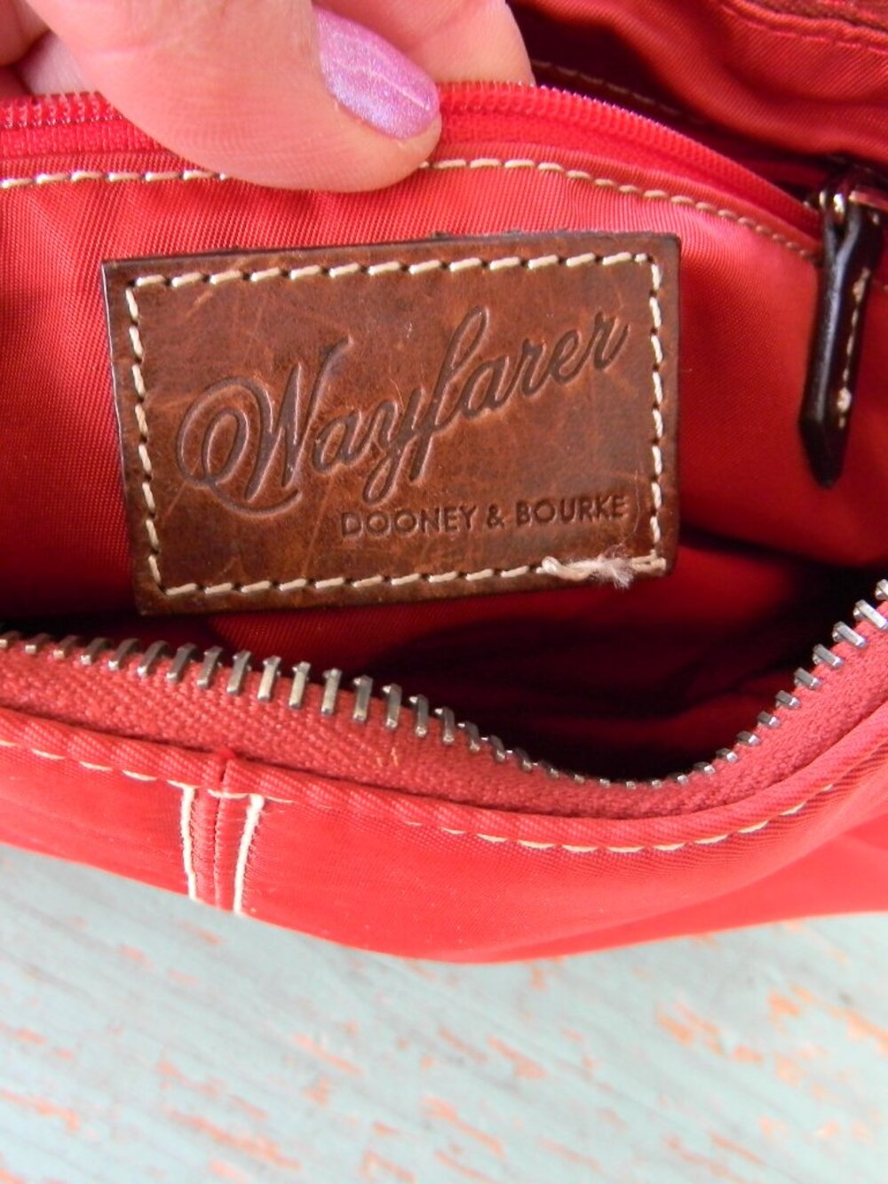 Dooney & Bourke Wayfarer RED Nylon Mini Shoulder Bag with Leather Trim Y2K - Picture 7 of 11